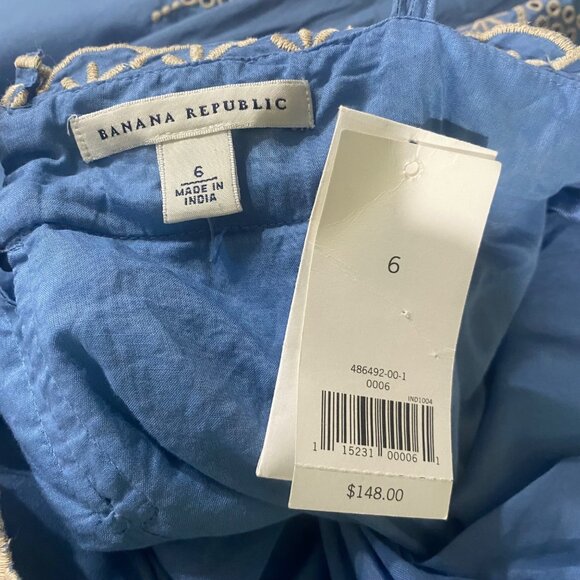 NWT Banana Republic Dress Womens Size 6 Blue Sleeveless Embroidered $148 - Picture 4 of 16